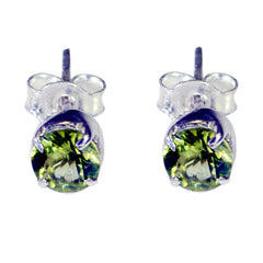 Riyo Real Gemstones round Faceted Green Peridot Silver Earrings sister gift