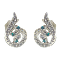 Riyo Real Gemstones round Faceted Multi Multi CZ Silver Earring gift for handmade