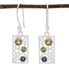 Riyo Real Gemstones round Faceted Multi Multi Stone Silver Earrings christmas gifts