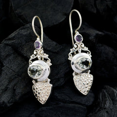 Riyo Real Gemstones round Faceted Multi Multi Stone Silver Earrings st. patricks day gift