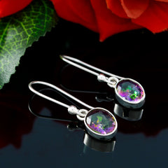 Riyo Real Gemstones round Faceted Multi Mystic Quartz Silver Earring engagement gift