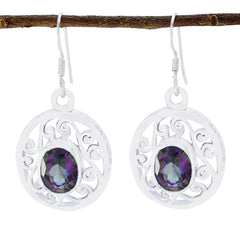 Riyo Real Gemstones round Faceted Multi Mystic Quartz Silver Earrings girlfriend gift
