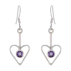 Riyo Real Gemstones round Faceted Purple Amethyst Silver Earring good Friday gift