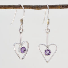 Riyo Real Gemstones round Faceted Purple Amethyst Silver Earring good Friday gift