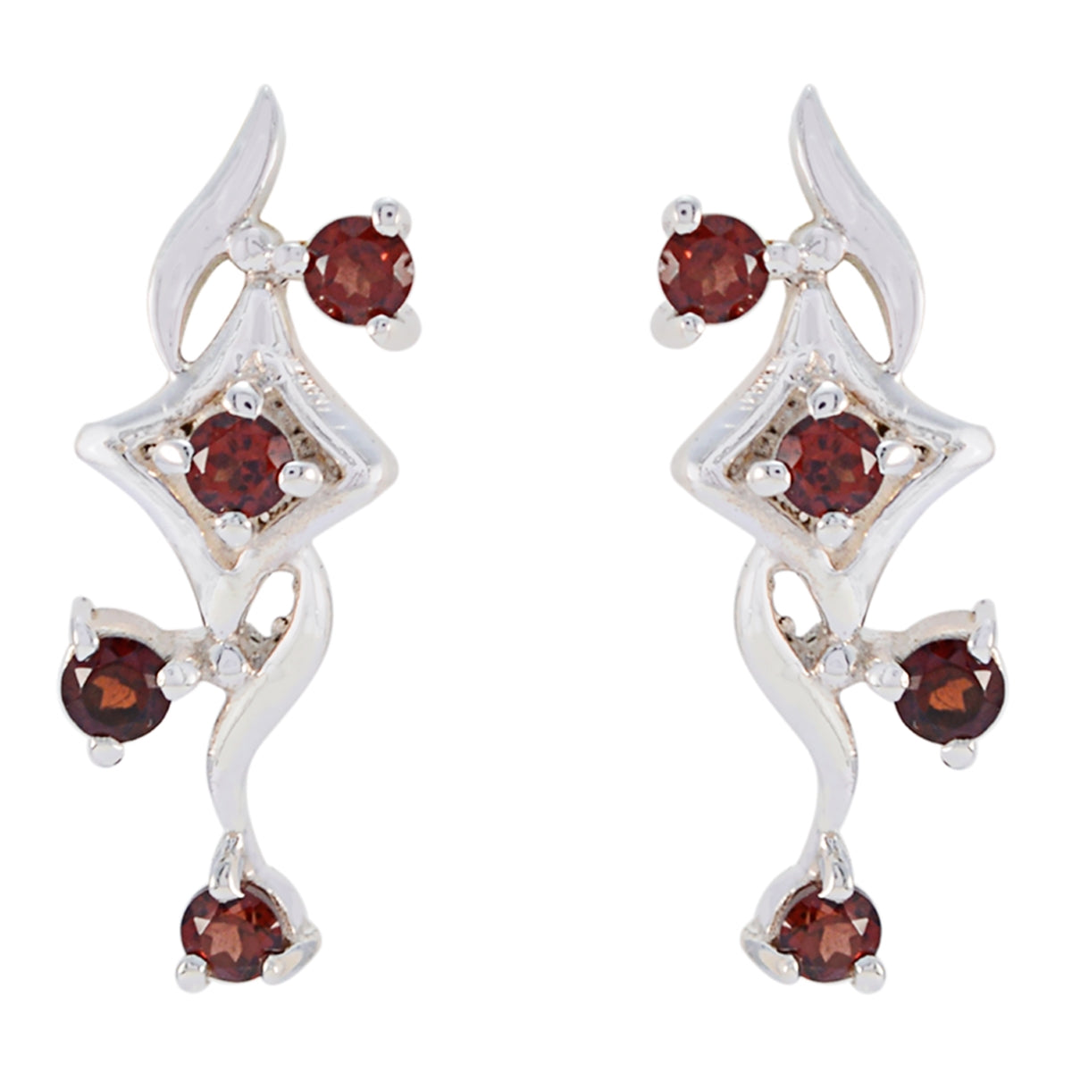 Riyo Real Gemstones round Faceted Red Garnet Silver Earrings engagement gift