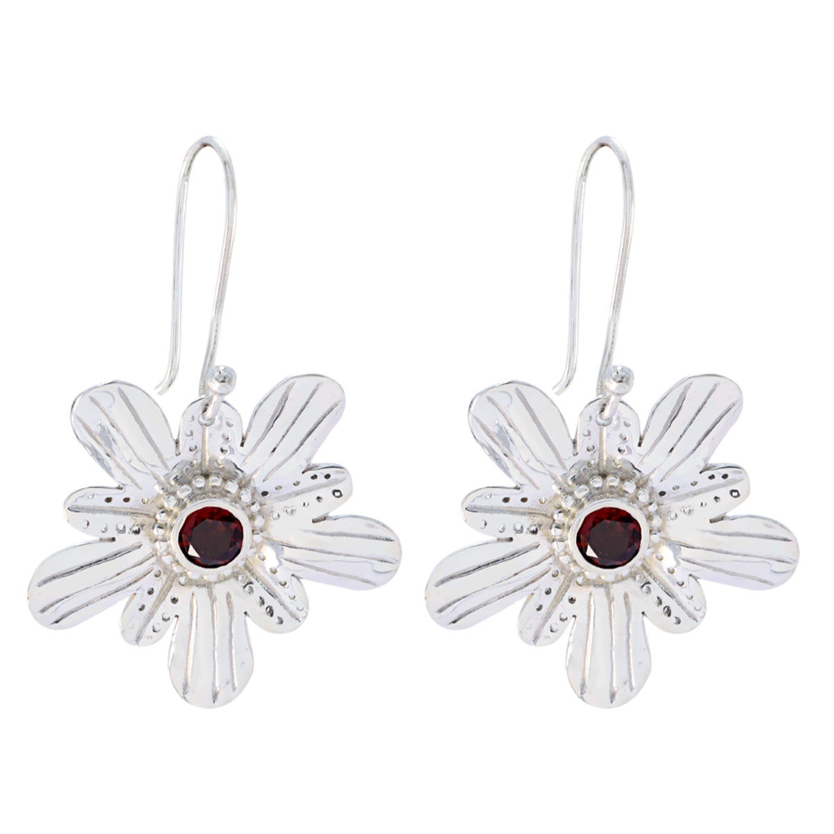 Riyo Real Gemstones round Faceted Red Garnet Silver Earrings graduation gift