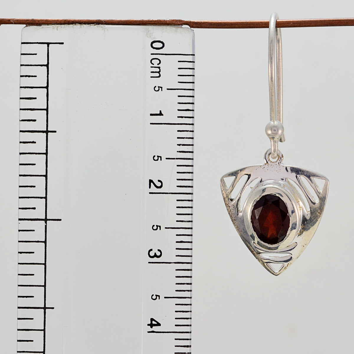 Riyo Real Gemstones round Faceted Red Garnet Silver Earrings mother gift