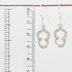 Riyo Real Gemstones round Faceted White White CZ Silver Earring gift for grandmother