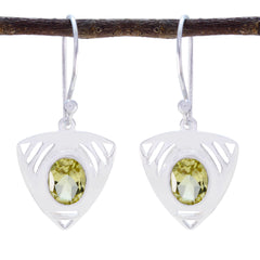 Riyo Real Gemstones round Faceted Yellow Lemon Quartz Silver Earring gift for college
