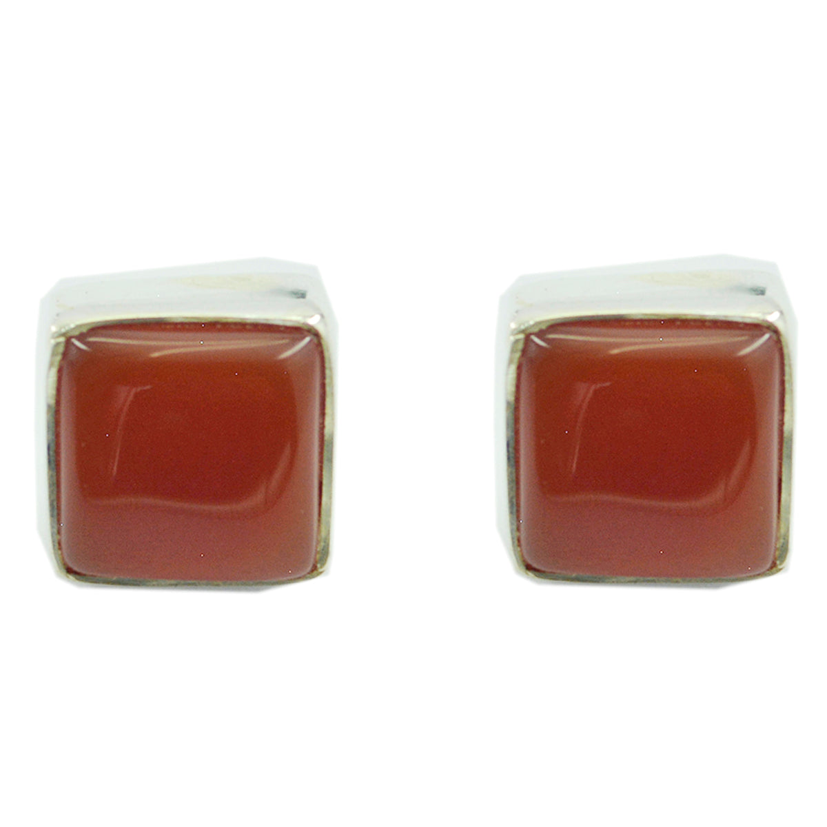 Riyo Real Gemstones square Cabochon Red Onyx Silver Earrings gift for labour day