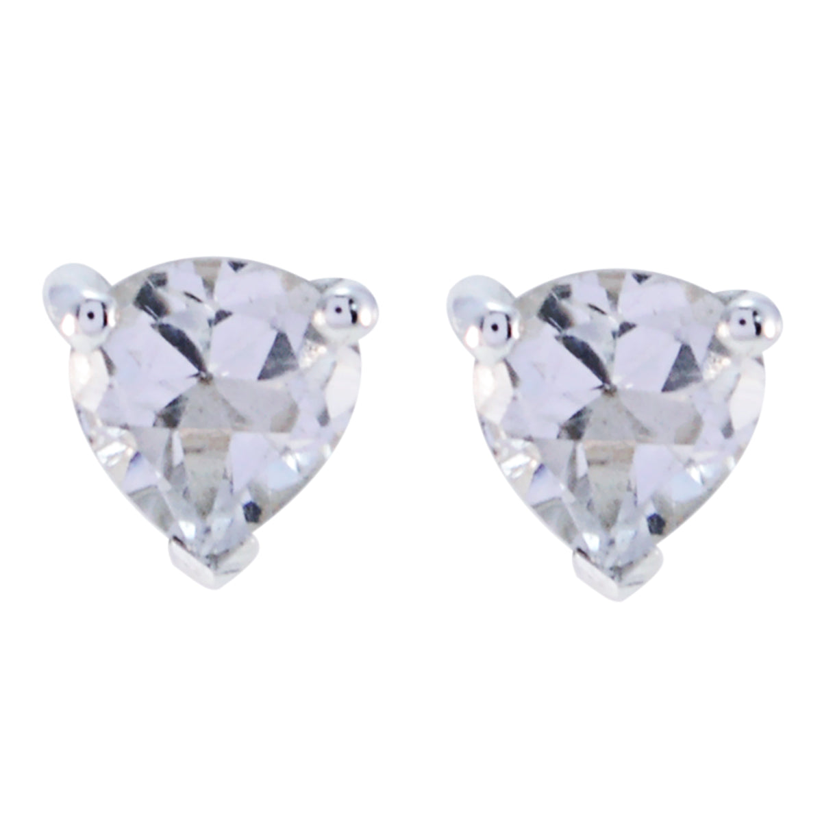 Riyo Real Gemstones trillion Faceted White White CZ Silver Earrings gift for friendship day