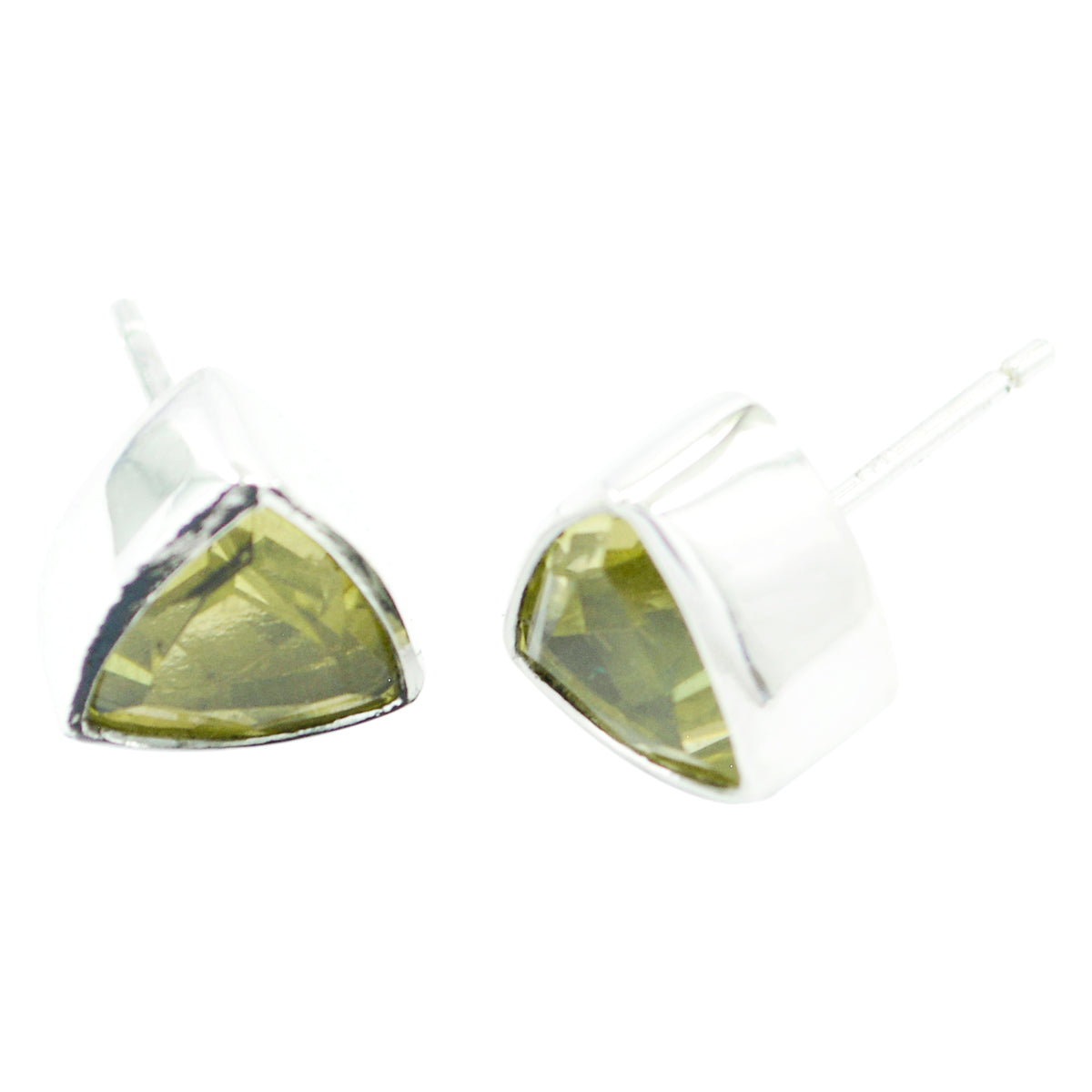 Riyo Real Gemstones trillion Faceted Yellow Lemon Quartz Silver Earrings gift for daughter's day