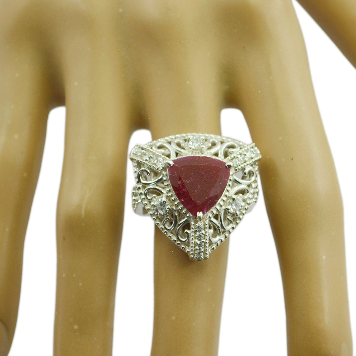 Riyo Refined Stone Indianruby 925 Sterling Silver Ring Jewelry Scale