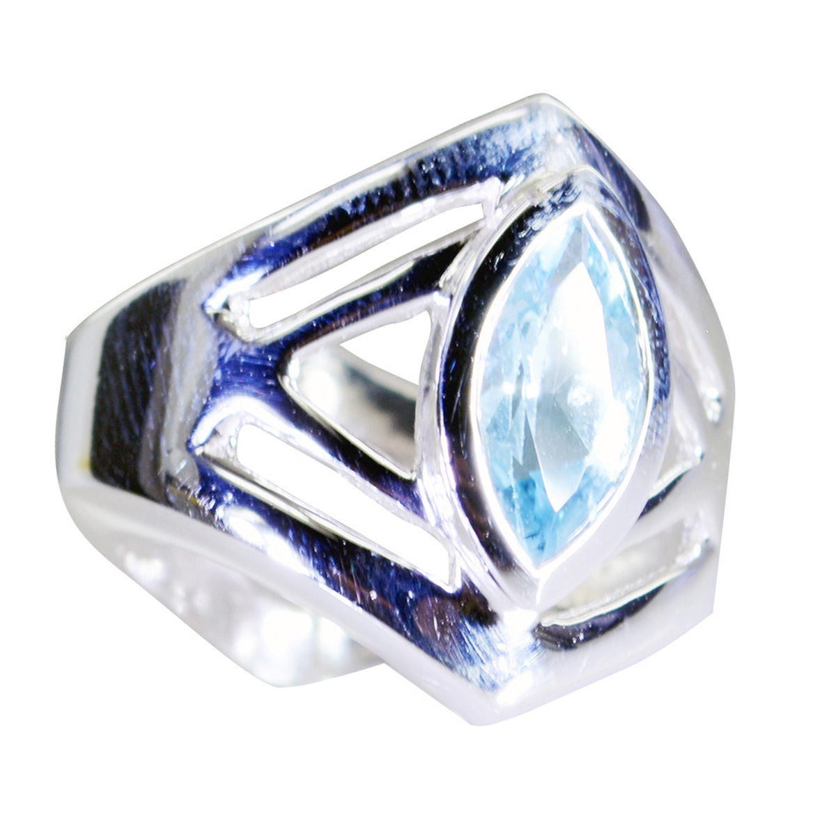 Riyo Resplendent Stone Blue Topaz 925 Sterling Silver Ring Nice Item