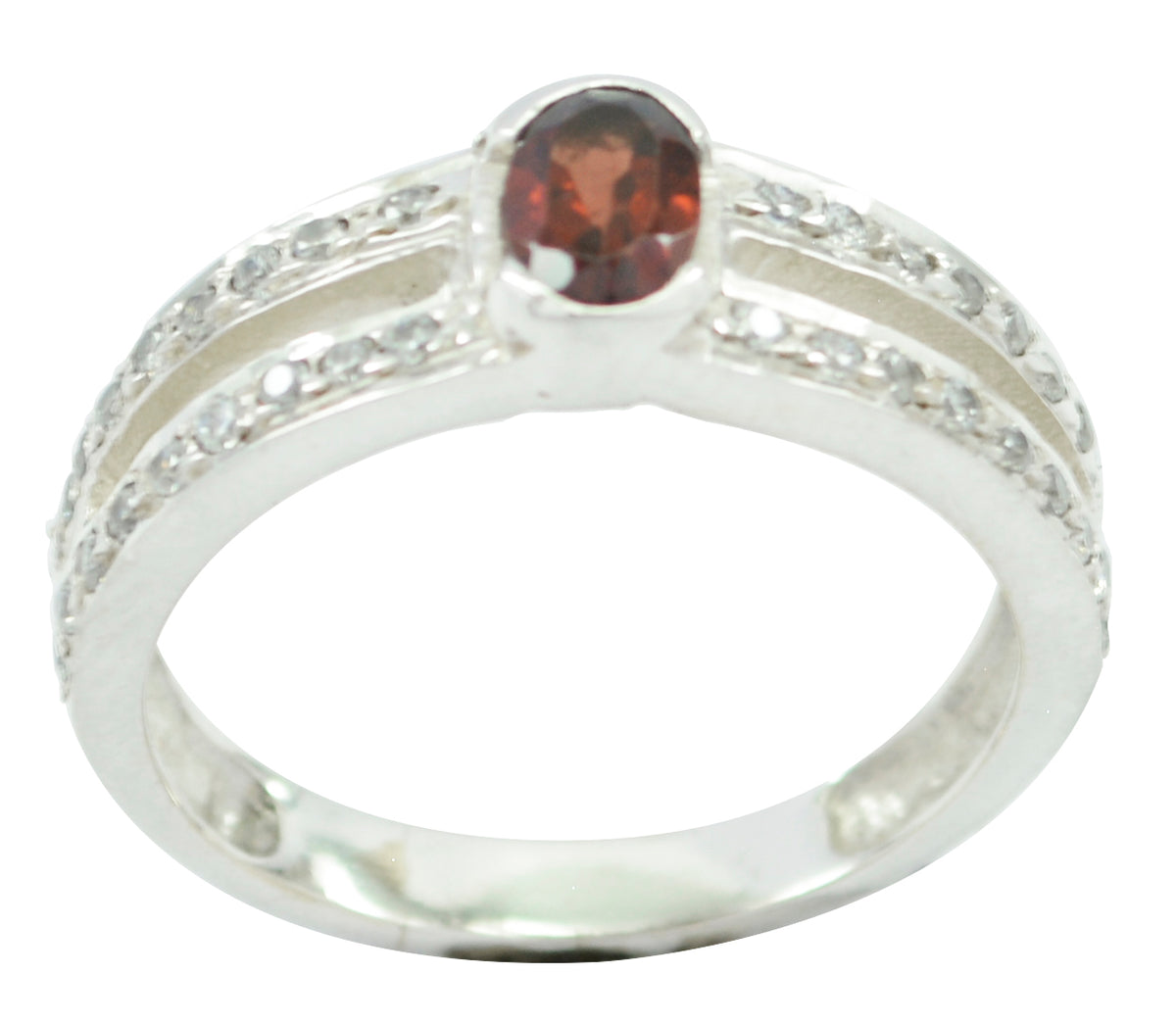Riyo Seductive Stone Garnet Solid Silver Ring Gift For Christmas Day