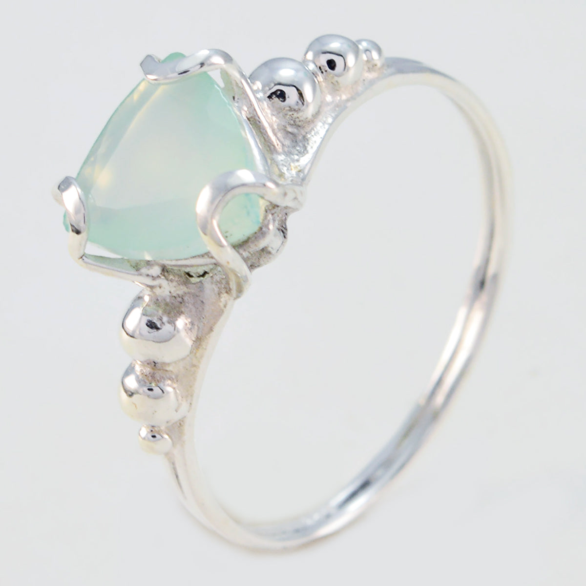Riyo Slightly Gems Aqua Chalcedony 925 Silver Rings Gypsy Jewelry