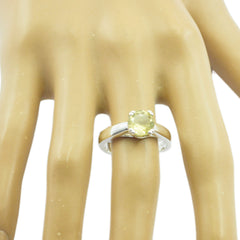 Riyo Slightly Gems Lemon Quartz Solid Silver Rings Tikka Jewelry