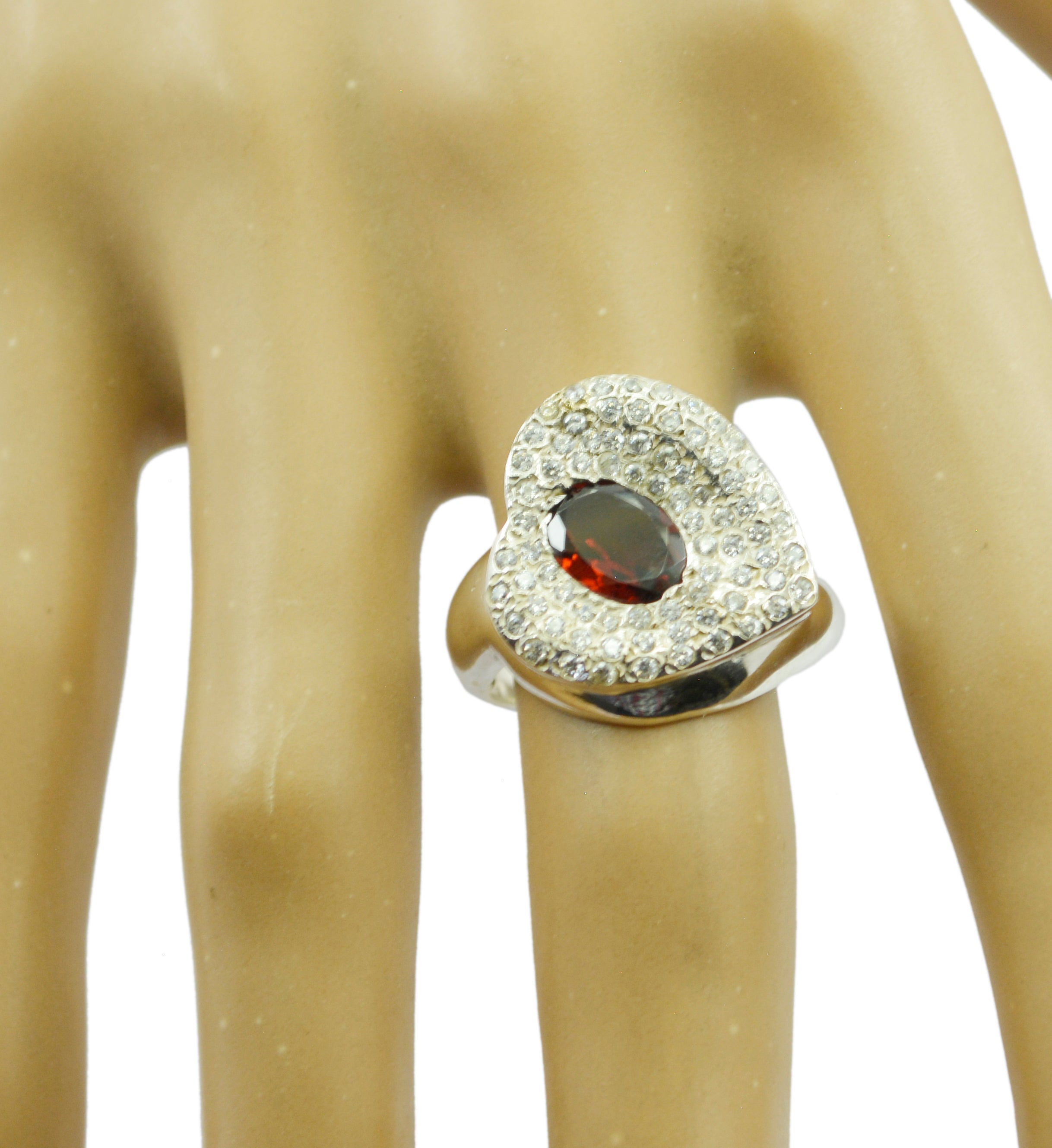 Riyo Slightly Gemstones Garnet 925 Silver Ring Gift For Engagement
