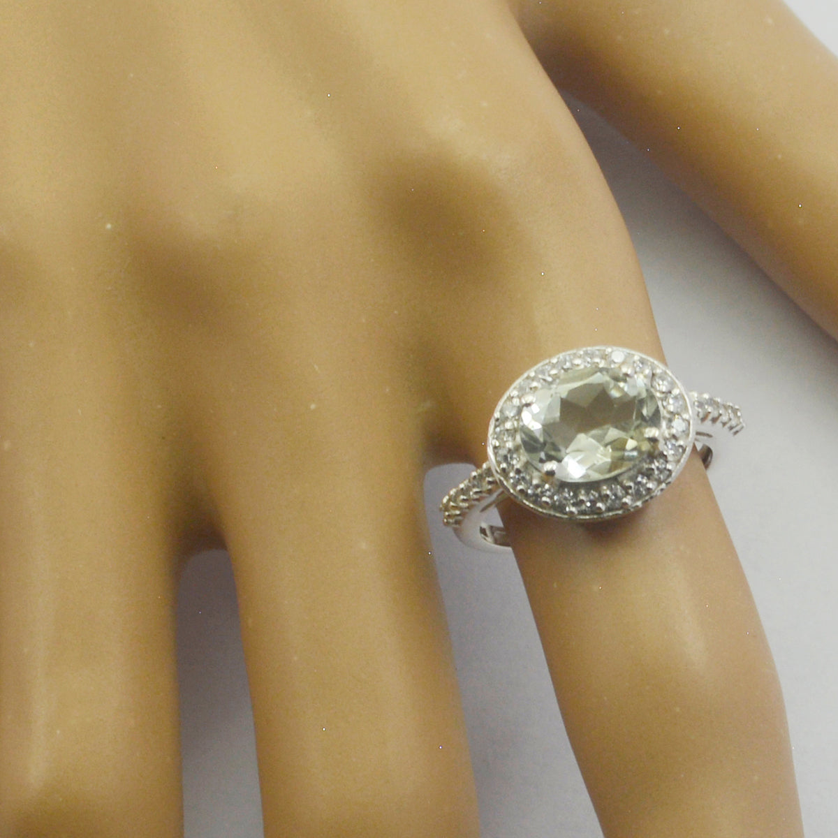 Riyo Splendid Gem Green Amethyst Solid Silver Rings Jade Jewelry