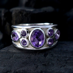 Riyo Splendid Gemstone Amethyst 925 Silver Ring Eyeball Jewelry