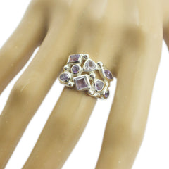 Riyo Splendiferous Gemstones Amethyst Solid Silver Ring Engagement