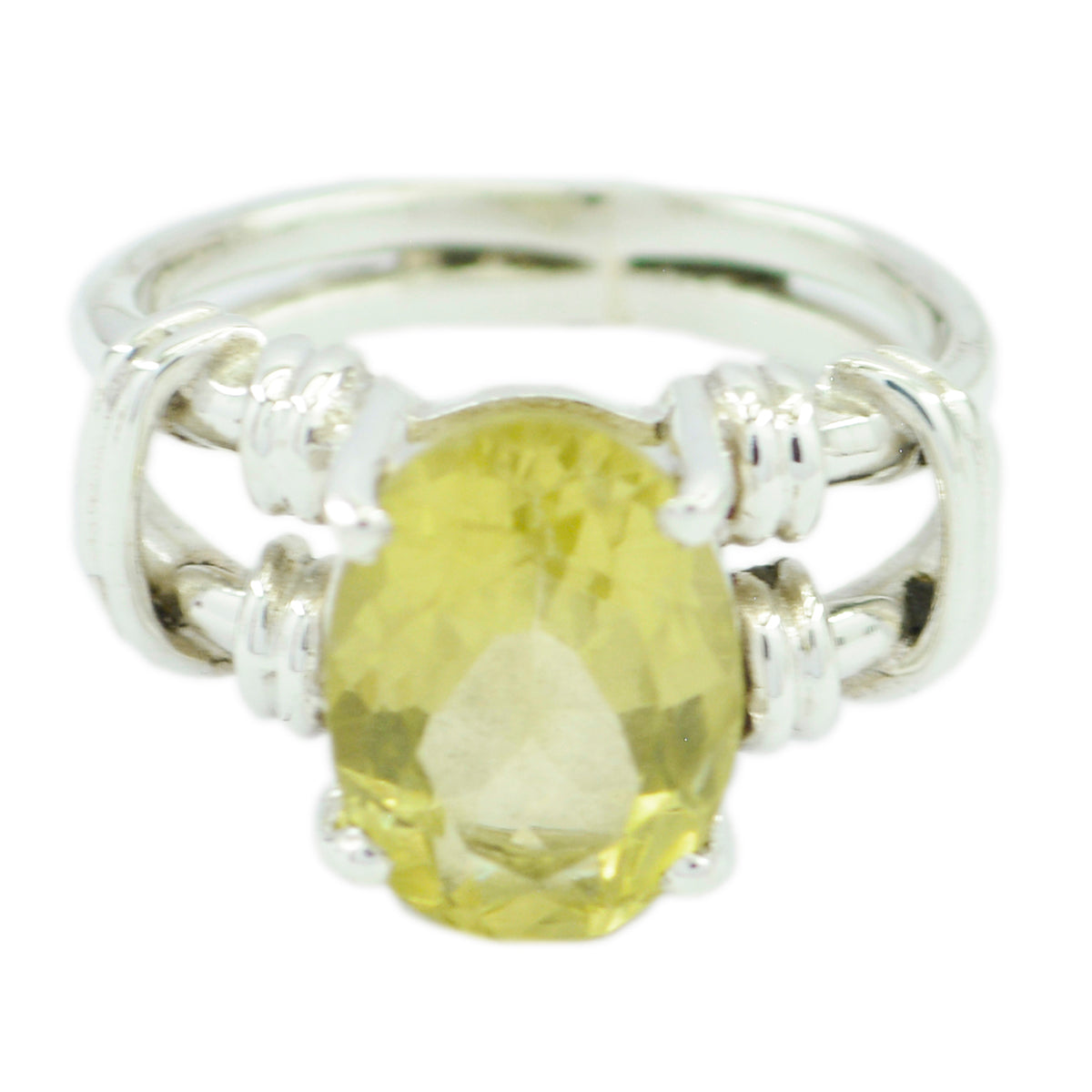 Riyo Statuesque Gemstone Lemon Quartz Silver Ring Tanzanite Jewelry