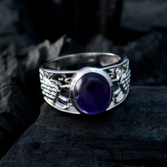 Riyo Statuesque Stone Amethyst Silver Ring Best Online Jewelry Store