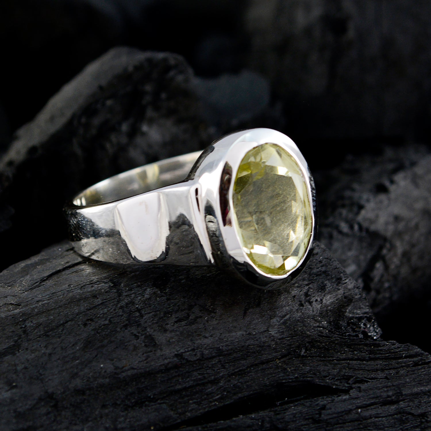 Riyo Sublime Gem Green Amethyst Solid Silver Ring Gypsy Jewelry