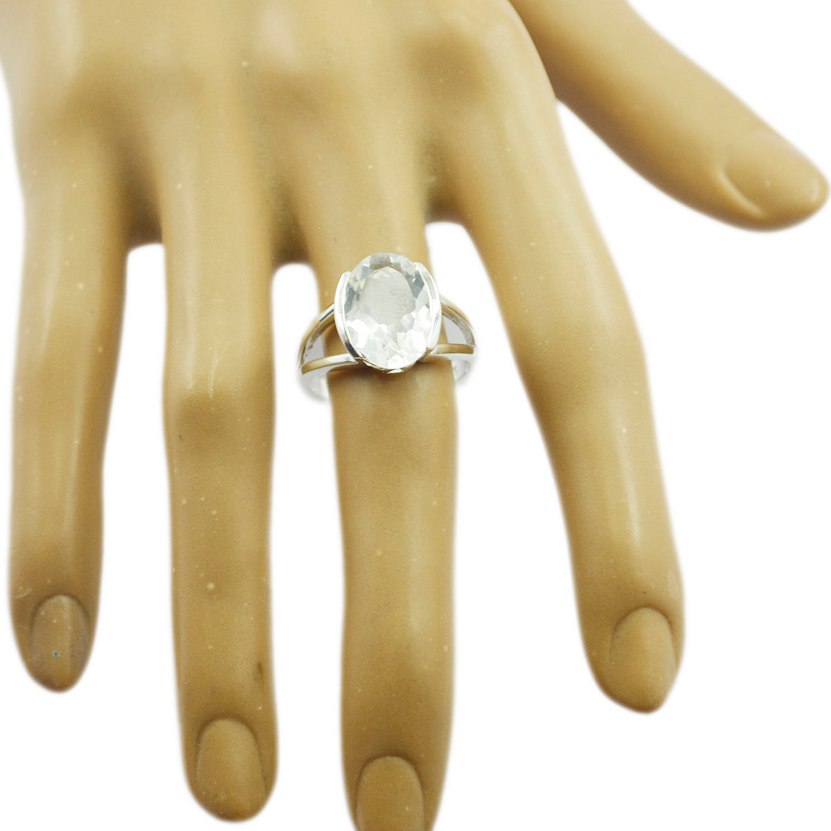 Riyo Sublime Stone Crystal Quartz 925 Sterling Silver Ring Wife Gift