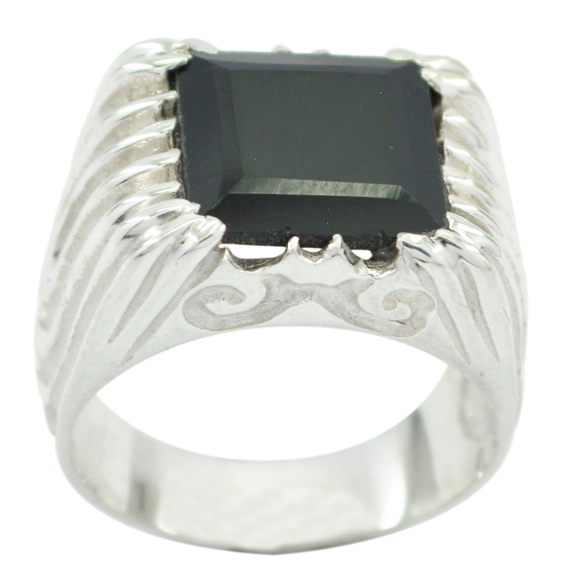 Riyo Superb Gemstone Black Onyx 925 Sterling Silver Rings Jewelrys