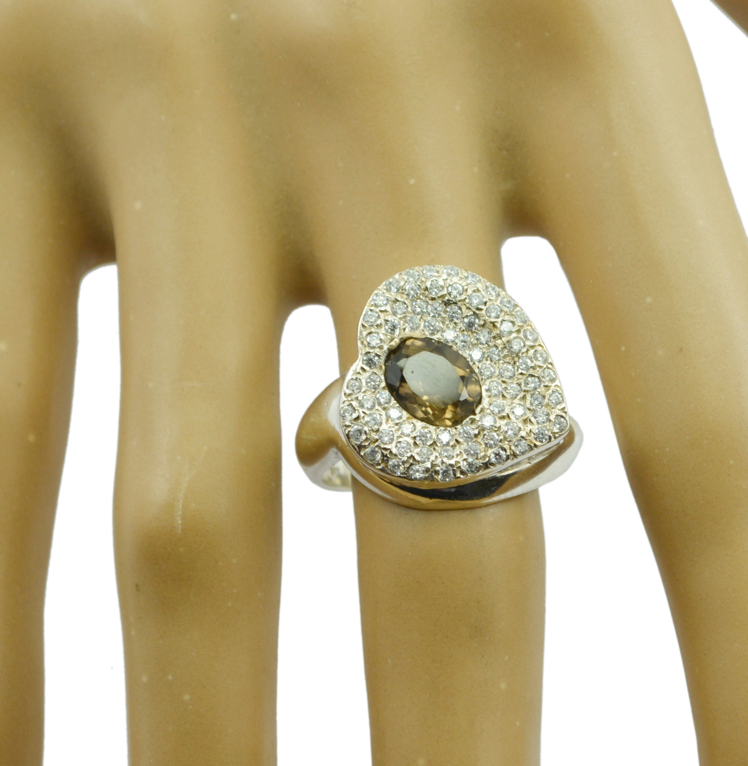 Riyo Supplies Gems Smoky Quartz Silver Ring Locking Jewelry Box