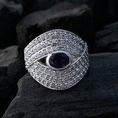 Riyo Supplies Gemstone Iolite Solid Silver Ring Nice Jewelry