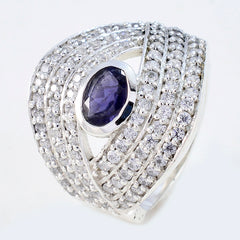 Riyo Supplies Gemstone Iolite Solid Silver Ring Nice Jewelry
