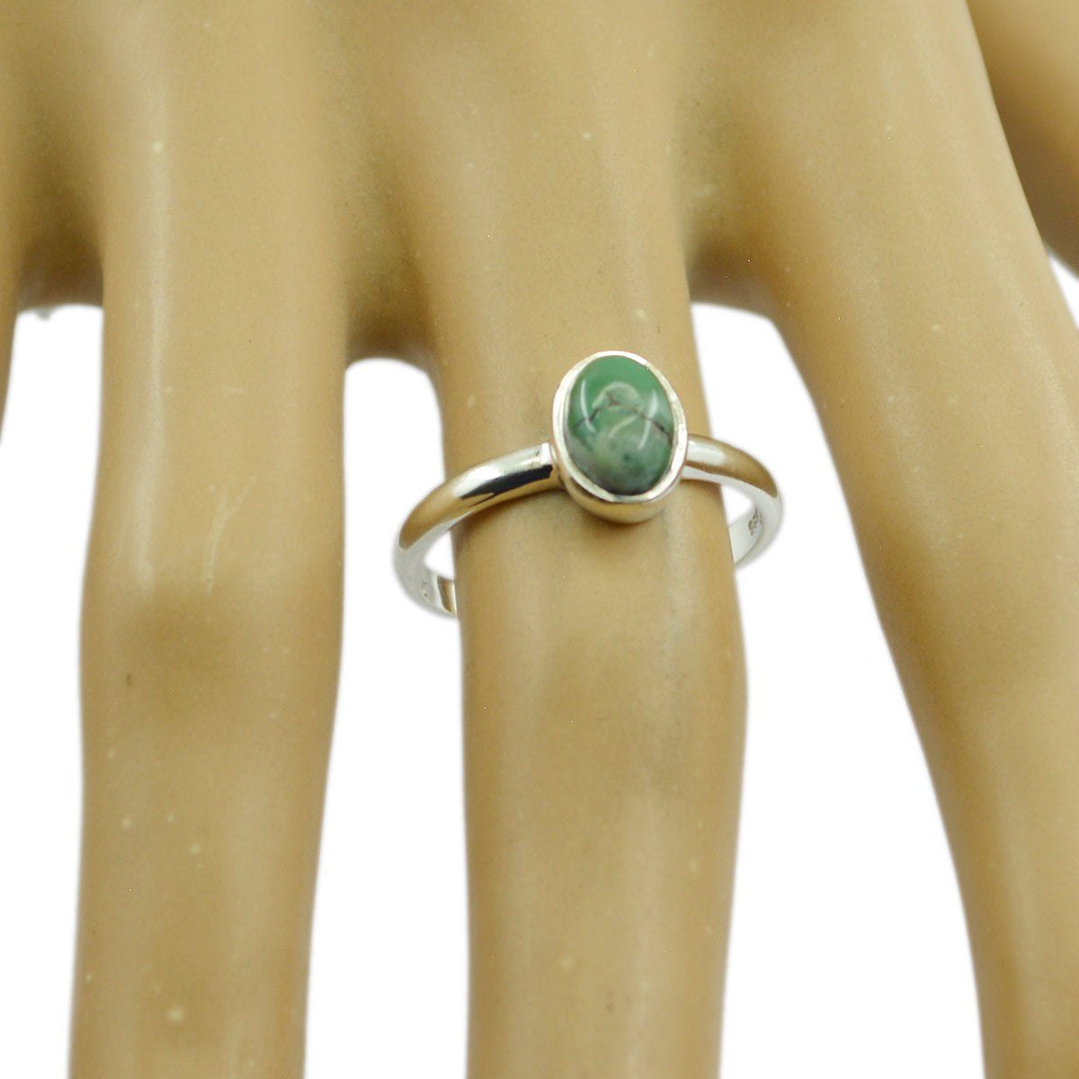 Riyo Supplies Gemstone Turquoise Sterling Silver Rings Oval Cut