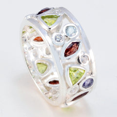 Riyo Supplies Gemstones Multi Stone 925 Silver Ring Beach Jewelry