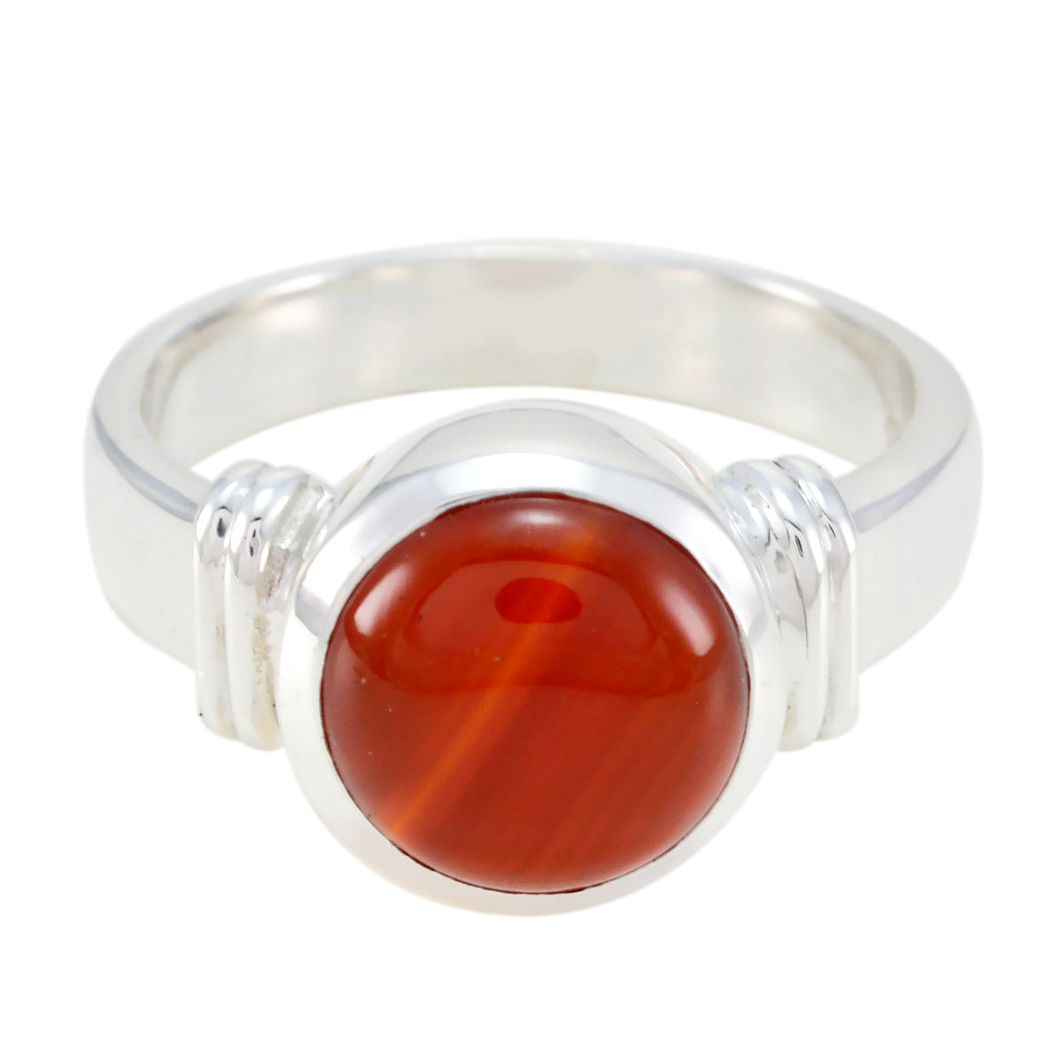 Riyo Symmetrical Stone Red Onyx Solid Silver Rings Husband Gift