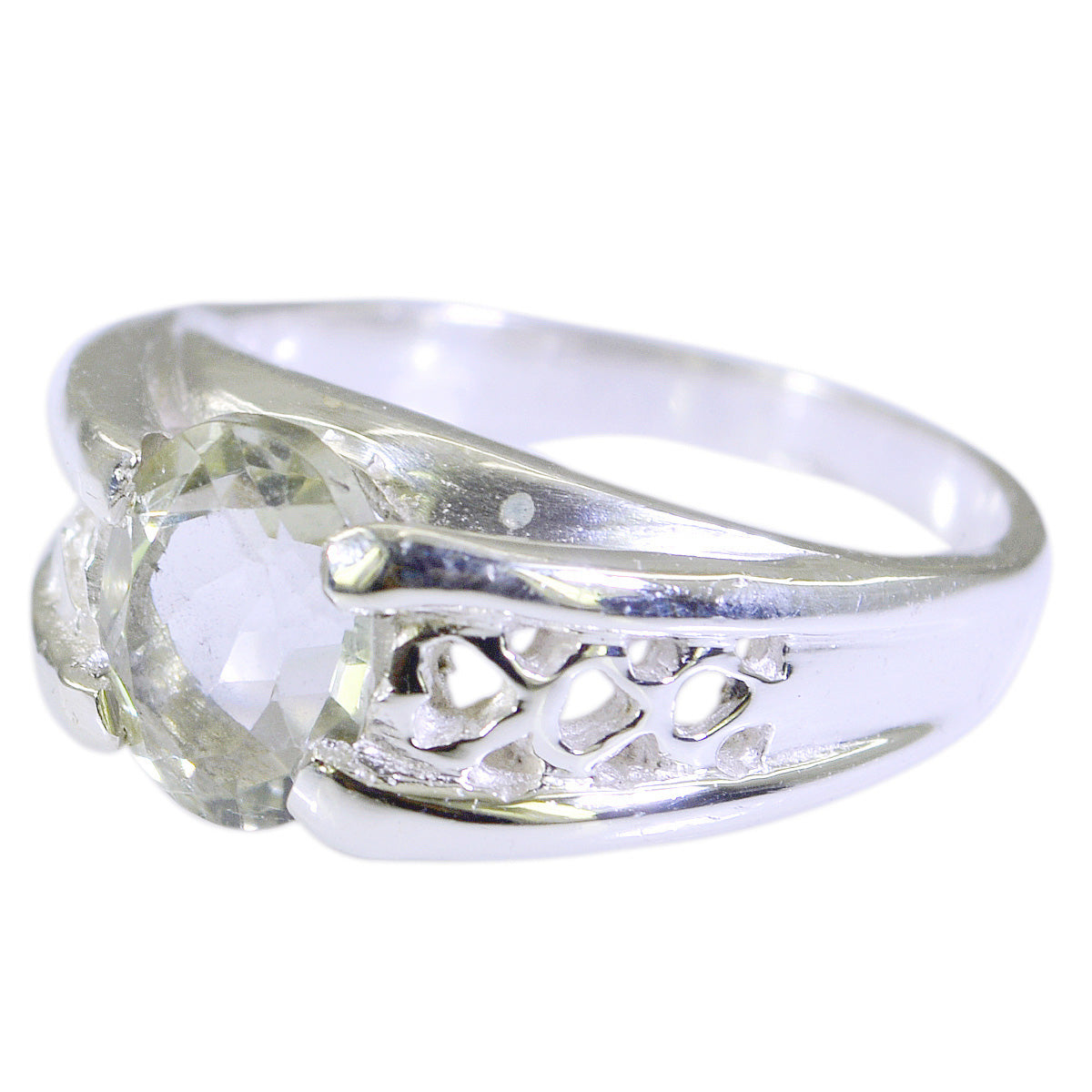 Riyo Tantalizing Gemstones Green Amethyst Solid Silver Ring Highest