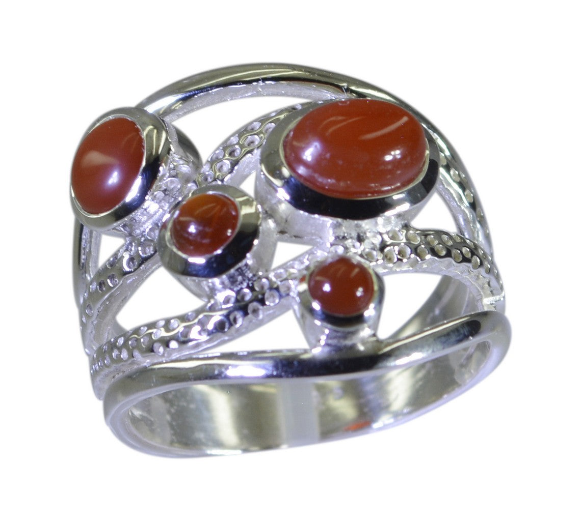 Riyo Teasing Gem Red Onyx Sterling Silver Ring Iced Out Jewelry
