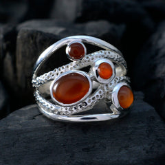 Riyo Teasing Gem Red Onyx Sterling Silver Ring Iced Out Jewelry