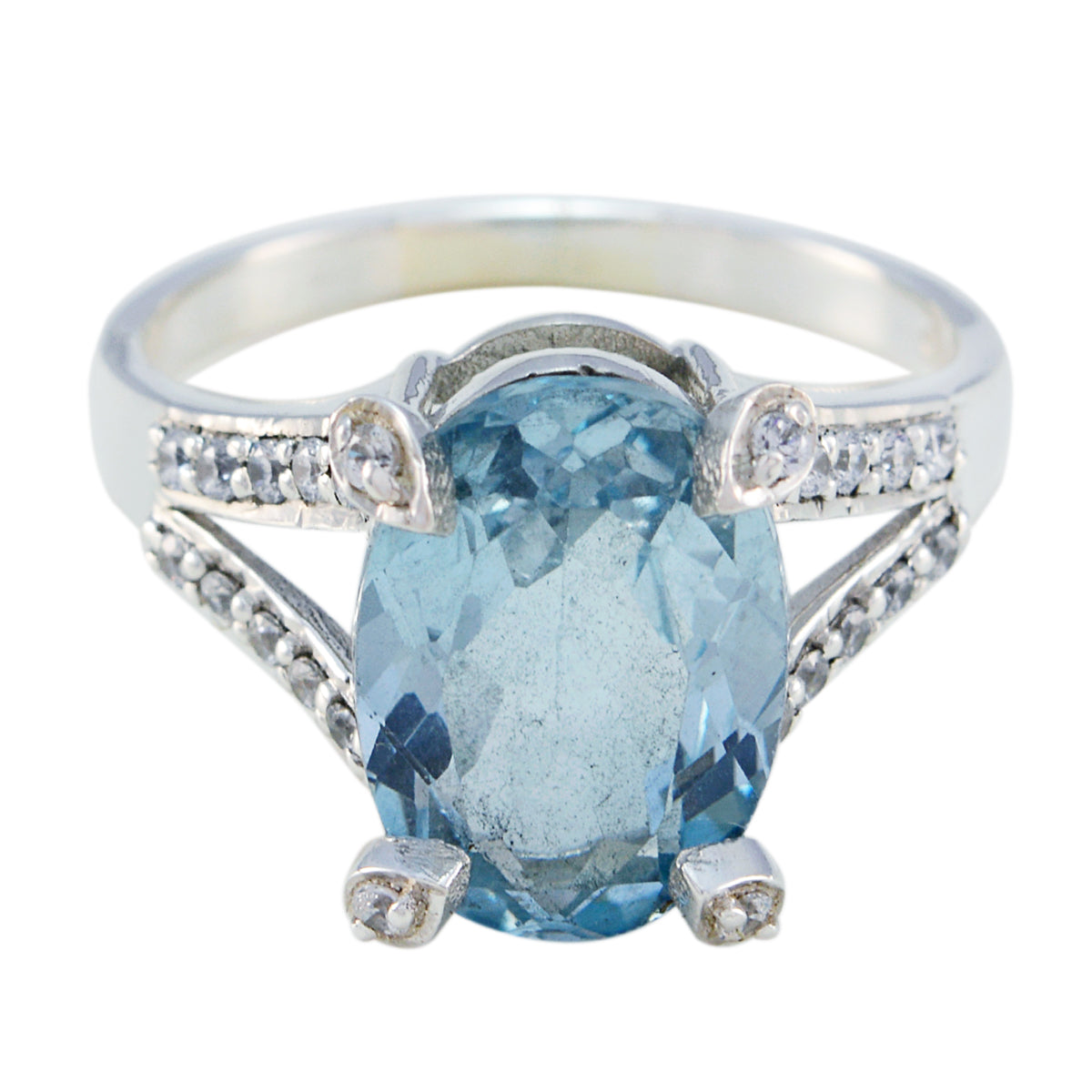Riyo Teasing Gemstones Blue Topaz 925 Sterling Silver Ring Mom Gift