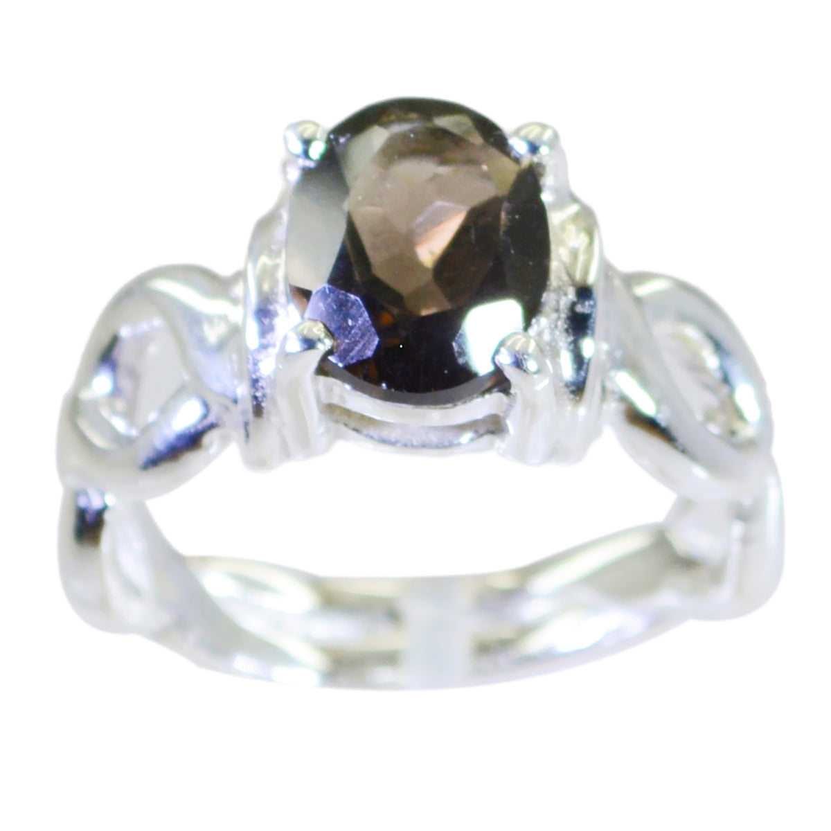 Riyo Teasing Stone Smoky Quartz Solid Silver Rings Jewelry Insurance