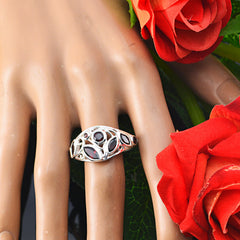 Riyo Tempting Gemstones Garnet Silver Rings Gift For Friendship