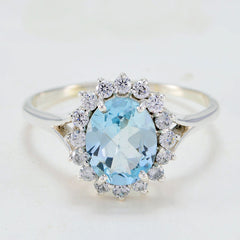 Riyo Very Nice Gems Blue Topaz 925 Silver Rings Modern Jewelry Box