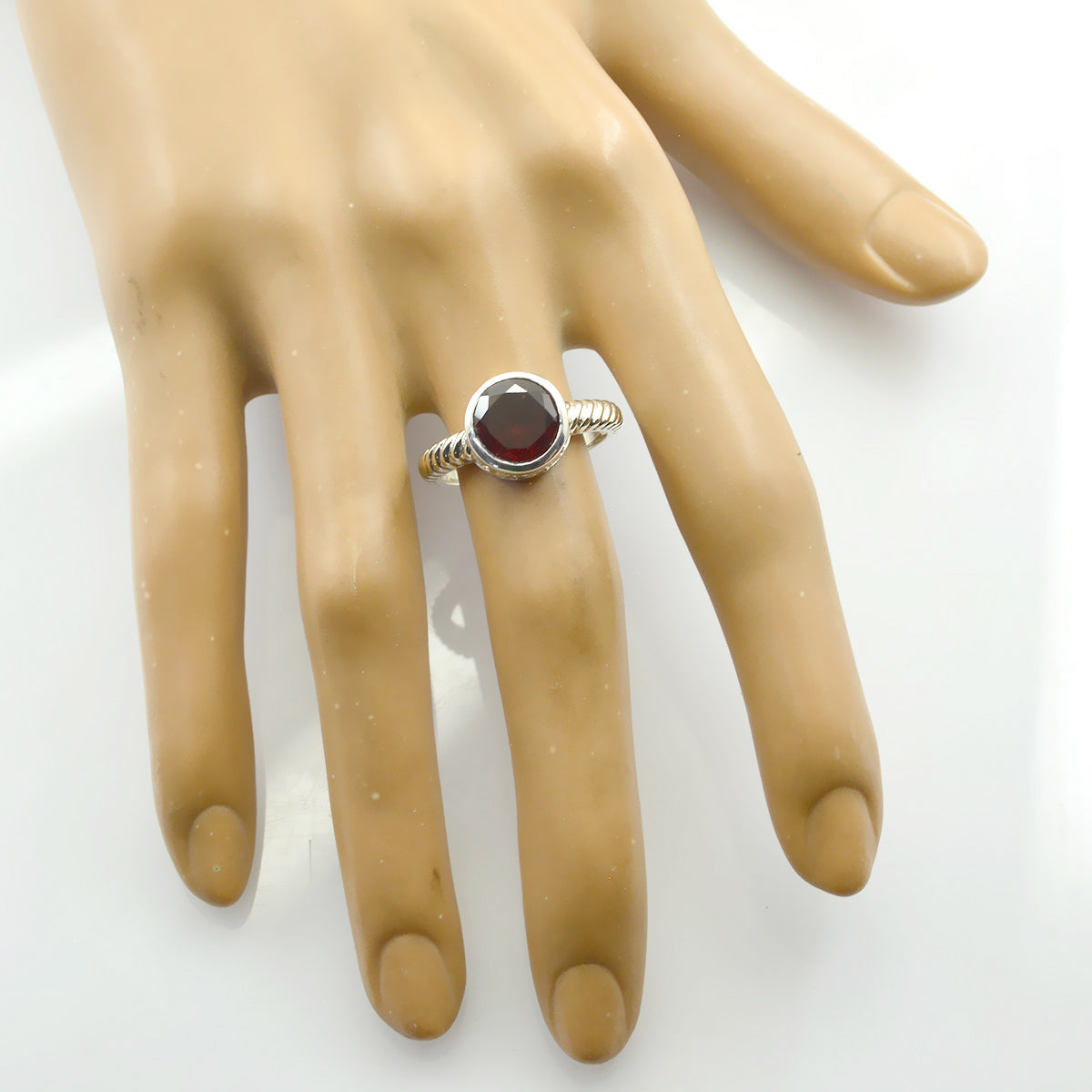 Riyo Very Nice Gemstones Garnet Sterling Silver Ring Boy Jewelry