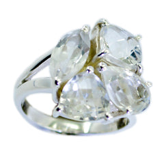 Riyo Very Nice Stone Crystal Quartz Solid Silver Rings Aa Jewelry