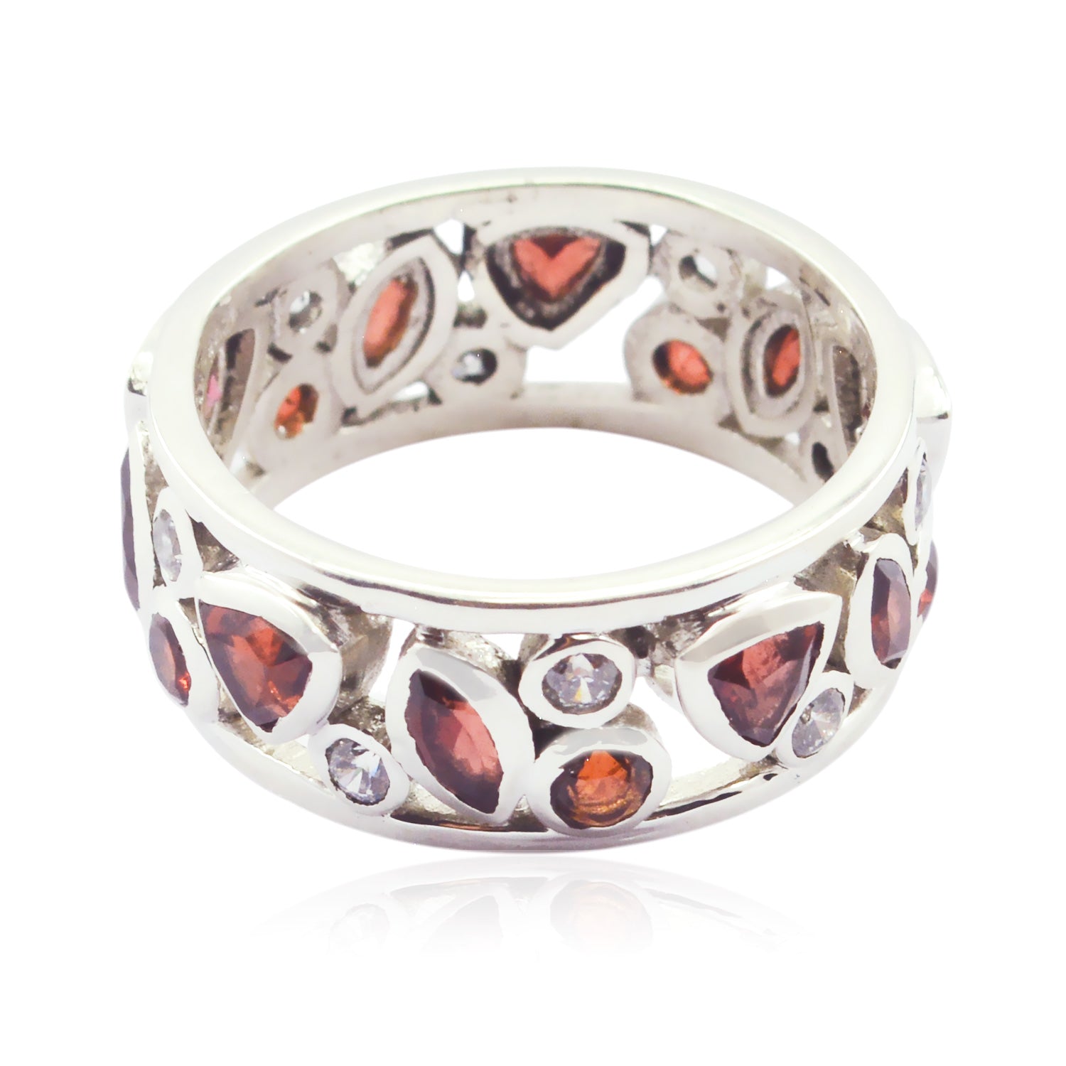 Riyo Well-Formed Gem Garnet 925 Silver Ring Gift For Girlfriend