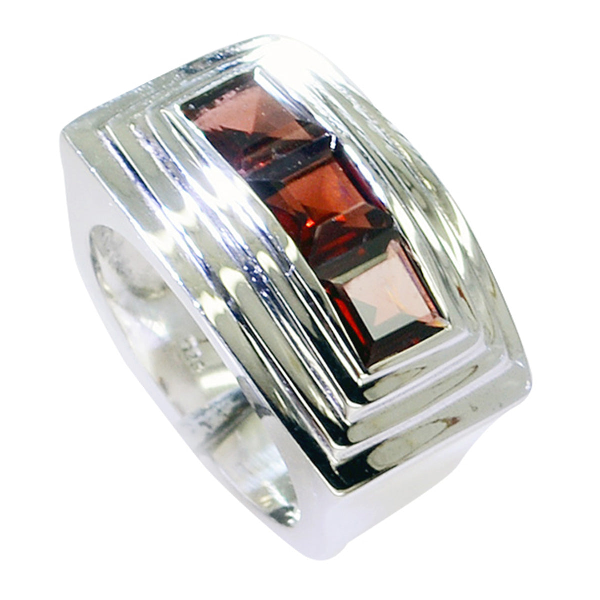 Riyo Well-Formed Gemstone Garnet Solid Silver Rings Elephant Jewelry