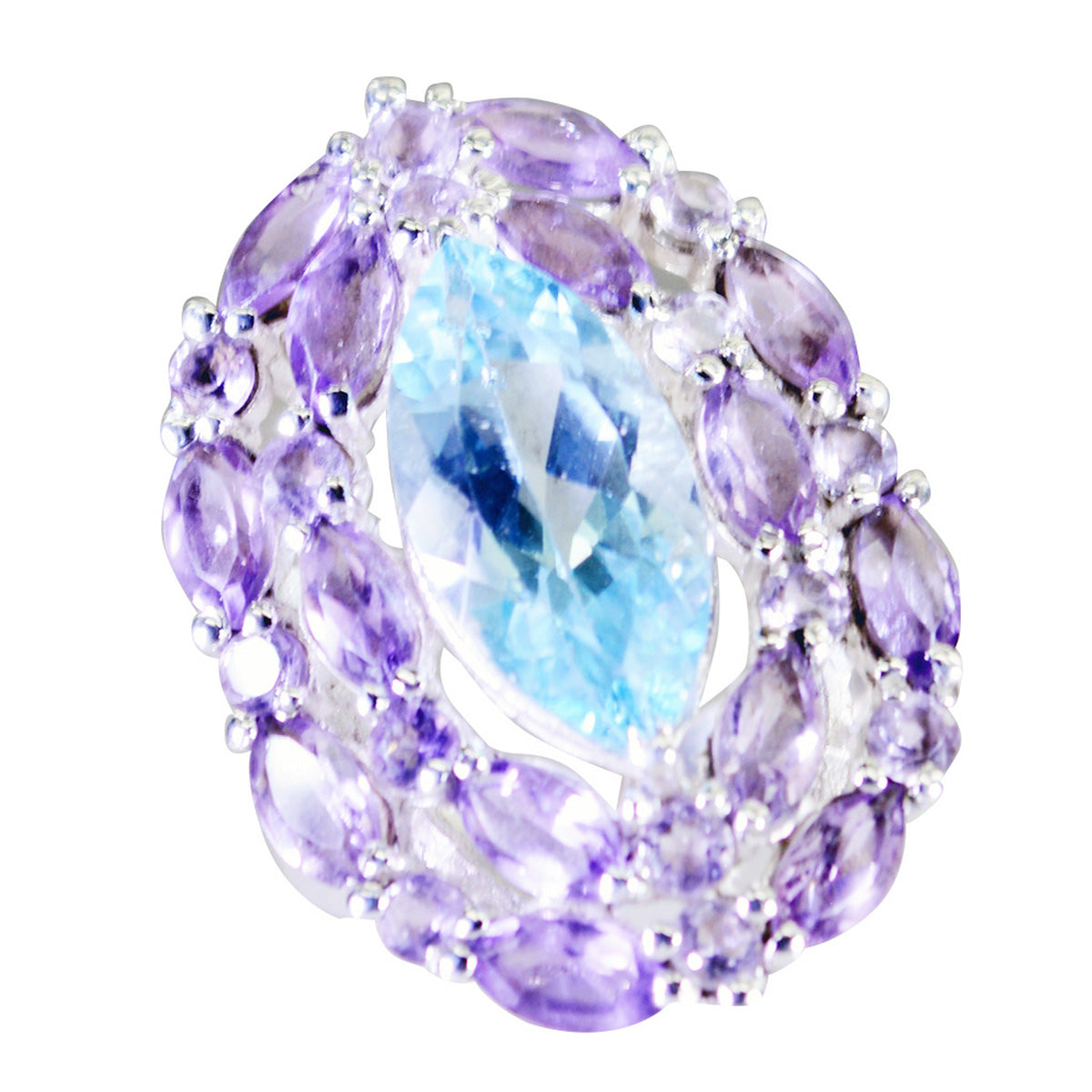 Riyo Wholesale Gems Multi Stone 925 Ring Beads For Jewelry Making