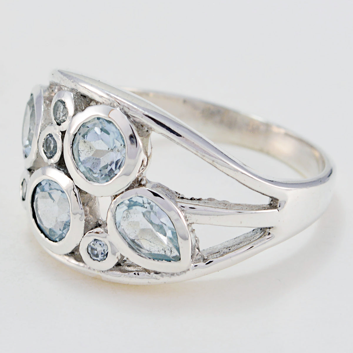 Riyo Wholesales Gems Blue Topaz 925 Silver Rings Muslim Jewelry