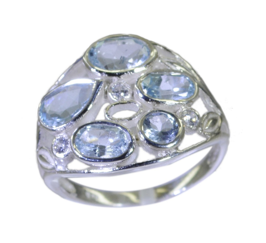 Riyo Wholesales Gemstones Blue Topaz Solid Silver Ring Jewelry Trees